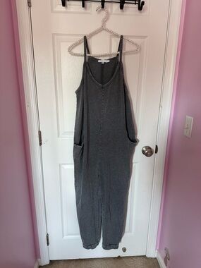 Sincerely Jules Washed Charcoal Gray Tank Jumpsuit